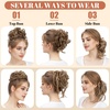 image:imageSARLA 2PCS Blonde Messy Bun Hair Pieces for Women Detachable Claw Clip Wavy Curly Synthetic Hairpieces for Updos with Tendrils Fake Scrunchies Ponytail Extension Dirty BlondeBeige MultiNo Clip