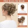 image:imageSARLA 2PCS Blonde Messy Bun Hair Pieces for Women Detachable Claw Clip Wavy Curly Synthetic Hairpieces for Updos with Tendrils Fake Scrunchies Ponytail Extension Dirty BlondeChocolateNo Clip