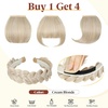 image:imageSARLA Braided Headband with 3 Detachable Clip in Bangs Fringe Hairpieces Fake Synthetic Hair Band Bangs for Women Coffee BrownCream Blonde