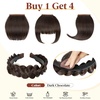 image:imageSARLA Braided Headband with 3 Detachable Clip in Bangs Fringe Hairpieces Fake Synthetic Hair Band Bangs for Women Coffee BrownDark Chocolate