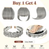 image:imageSARLA Braided Headband with 3 Detachable Clip in Bangs Fringe Hairpieces Fake Synthetic Hair Band Bangs for Women Coffee BrownGrey Multi