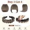 image:imageSARLA Braided Headband with 3 Detachable Clip in Bangs Fringe Hairpieces Fake Synthetic Hair Band Bangs for Women Coffee BrownMiddle Grey