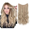 image:imageSARLA Invisible Wire Hair Extension with 3 Clips Synthetic Short Beach Wave Hairpiece Transparent Adjustable Headband for Women 16 Inch Dirty BlondeDirty Blonde
