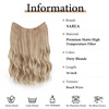 image:imageSARLA Invisible Wire Hair Extension with 3 Clips Synthetic Short Beach Wave Hairpiece Transparent Adjustable Headband for Women 16 Inch Dirty BlondeDirty Blonde