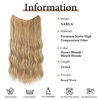 image:imageSARLA Invisible Wire Hair Extension with 3 Clips Synthetic Short Beach Wave Hairpiece Transparent Adjustable Headband for Women 16 Inch Dirty BlondeHoney Blonde  Bleach Blonde
