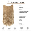image:imageSARLA Invisible Wire Hair Extension with 3 Clips Synthetic Short Beach Wave Hairpiece Transparent Adjustable Headband for Women 16 Inch Dirty BlondeHoney Blonde  Bleach Blonde