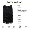 image:imageSARLA Invisible Wire Hair Extension with 3 Clips Synthetic Short Beach Wave Hairpiece Transparent Adjustable Headband for Women 16 Inch Dirty BlondeJet Black