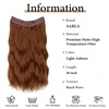 image:imageSARLA Invisible Wire Hair Extension with 3 Clips Synthetic Short Beach Wave Hairpiece Transparent Adjustable Headband for Women 16 Inch Dirty BlondeLight Auburn