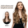 image:imageSARLA Invisible Wire Hair Extension with 3 Clips Synthetic Short Beach Wave Hairpiece Transparent Adjustable Headband for Women 16 Inch Dirty BlondeLight Auburn