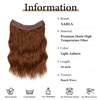 image:imageSARLA Invisible Wire Hair Extension with 3 Clips Synthetic Short Beach Wave Hairpiece Transparent Adjustable Headband for Women 16 Inch Dirty BlondeLight Auburn