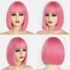 image:imageSARLA Pink Short Bob Wigs with Bangs 8 Inch Fashion Synthetic Colorful Cosplay Daily Party Wig for Women