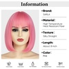 image:imageSARLA Pink Short Bob Wigs with Bangs 8 Inch Fashion Synthetic Colorful Cosplay Daily Party Wig for Women