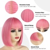 image:imageSARLA Pink Short Bob Wigs with Bangs 8 Inch Fashion Synthetic Colorful Cosplay Daily Party Wig for Women