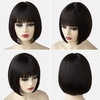 image:imageSARLA Short Bob Wigs with Bangs 8 Inch Fashion Synthetic Cosplay Daily Party Wig for Women Brown Black