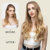 image:imageSARLA U Part Hair Extensions Dirty Blonde Full Head Clip in Synthetic Wave Curly Hairpiece Long 24 Inch for WomenBlack Brown