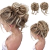 image:imageSARLA 2PCS Blonde Messy Bun Hair Pieces for Women Detachable Claw Clip Wavy Curly Synthetic Hairpieces for Updos with Tendrils Fake Scrunchies Ponytail Extension Dirty BlondeBeige MultiNo Clip