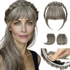 image:imageSARLA Braided Headband with 3 Detachable Clip in Bangs Fringe Hairpieces Fake Synthetic Hair Band Bangs for Women Coffee BrownAsh Grey