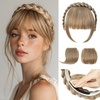 image:imageSARLA Braided Headband with 3 Detachable Clip in Bangs Fringe Hairpieces Fake Synthetic Hair Band Bangs for Women Coffee BrownBeige Multi