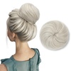 image:imageSARLA Dark Brown Hair Buns Extension Drawstring Updo Donut Chignon Straight Synthetic Fake Ballet Bun for Women Lady 1 PcsIce Blonde