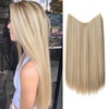 image:imageSARLA Invisible Wire Hair Extensions Straight Long Synthetic Hairpieces 22 Inch Adjustable Transparent Headband for Women Dirty BlondeBahama Beige