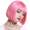 image:imageSARLA Pink Short Bob Wigs with Bangs 8 Inch Fashion Synthetic Colorful Cosplay Daily Party Wig for Women
