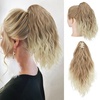 image:imageSARLA Short Ponytail Extension Claw Clip in 13 Inch Fluffy Synthetic Curly Wavy Pony Tail Hairpiece for Women Dirty BlondeGloden Blonde and Beach Blonde Tips