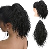 image:imageSARLA Short Ponytail Extension Claw Clip in 13 Inch Fluffy Synthetic Curly Wavy Pony Tail Hairpiece for Women Dirty BlondeJet Black