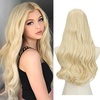 image:imageSARLA U Part Hair Extensions Dirty Blonde Full Head Clip in Synthetic Wave Curly Hairpiece Long 24 Inch for WomenBeach Blonde