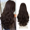 image:imageSARLA U Part Hair Extensions Dirty Blonde Full Head Clip in Synthetic Wave Curly Hairpiece Long 24 Inch for WomenDark Brown