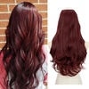 image:imageSARLA U Part Hair Extensions Dirty Blonde Full Head Clip in Synthetic Wave Curly Hairpiece Long 24 Inch for WomenWine Red