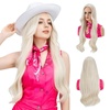 image:imageSARLA Womens Long Straight Platinum Blonde Wig with Bangs Synthetic Hair for Cosplay Party Halloween Costume 25 Inch Adult SizeLight Blonde 2