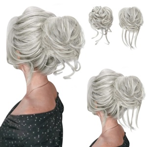 image:imageSARLA 2PCS Blonde Messy Bun Hair Pieces for Women Detachable Claw Clip Wavy Curly Synthetic Hairpieces for Updos with Tendrils Fake Scrunchies Ponytail Extension Dirty BlondeGrey MultiNo Clip