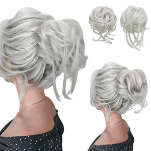 image:imageSARLA 2PCS Blonde Messy Bun Hair Pieces for Women Detachable Claw Clip Wavy Curly Synthetic Hairpieces for Updos with Tendrils Fake Scrunchies Ponytail Extension Dirty BlondeWhiteNo Clip