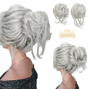 image:imageSARLA 2PCS Blonde Messy Bun Hair Pieces for Women Detachable Claw Clip Wavy Curly Synthetic Hairpieces for Updos with Tendrils Fake Scrunchies Ponytail Extension Dirty BlondeWhiteWith Clip