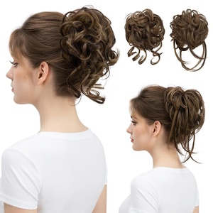 image:imageSARLA 2PCS Blonde Messy Bun Hair Pieces for Women Detachable Claw Clip Wavy Curly Synthetic Hairpieces for Updos with Tendrils Fake Scrunchies Ponytail Extension Dirty BlondeCoffee BrownNo Clip