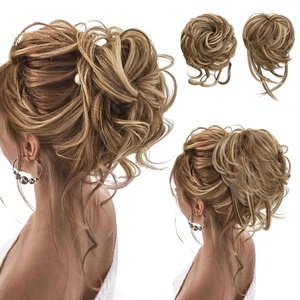 image:imageSARLA 2PCS Blonde Messy Bun Hair Pieces for Women Detachable Claw Clip Wavy Curly Synthetic Hairpieces for Updos with Tendrils Fake Scrunchies Ponytail Extension Dirty BlondeBernstein MultiNo Clip