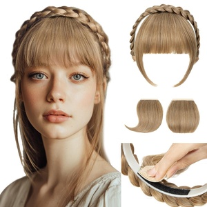 image:imageSARLA Braided Headband with 3 Detachable Clip in Bangs Fringe Hairpieces Fake Synthetic Hair Band Bangs for Women Coffee BrownBernstein Multi