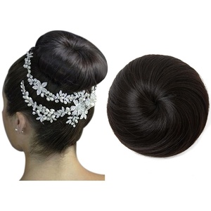 image:imageSARLA Dark Brown Hair Buns Extension Drawstring Updo Donut Chignon Straight Synthetic Fake Ballet Bun for Women Lady 1 PcsBlack Brown