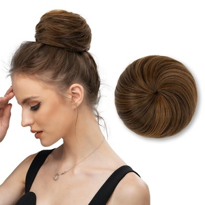 image:imageSARLA Dark Brown Hair Buns Extension Drawstring Updo Donut Chignon Straight Synthetic Fake Ballet Bun for Women Lady 1 PcsChocolate