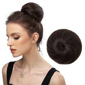 image:imageSARLA Dark Brown Hair Buns Extension Drawstring Updo Donut Chignon Straight Synthetic Fake Ballet Bun for Women Lady 1 PcsDark Brown