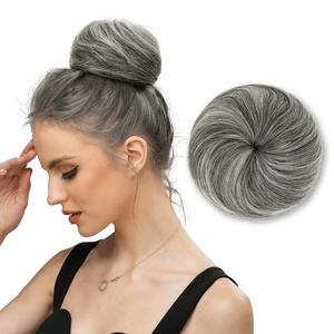 image:imageSARLA Dark Brown Hair Buns Extension Drawstring Updo Donut Chignon Straight Synthetic Fake Ballet Bun for Women Lady 1 PcsDark Grey