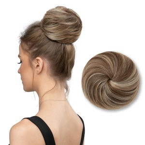 image:imageSARLA Dark Brown Hair Buns Extension Drawstring Updo Donut Chignon Straight Synthetic Fake Ballet Bun for Women Lady 1 PcsDark Sand