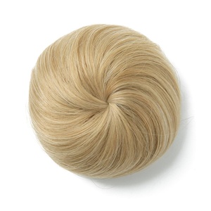 image:imageSARLA Dark Brown Hair Buns Extension Drawstring Updo Donut Chignon Straight Synthetic Fake Ballet Bun for Women Lady 1 PcsNatural Blonde