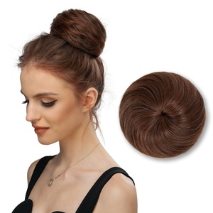 image:imageSARLA Dark Brown Hair Buns Extension Drawstring Updo Donut Chignon Straight Synthetic Fake Ballet Bun for Women Lady 1 PcsRed Vino