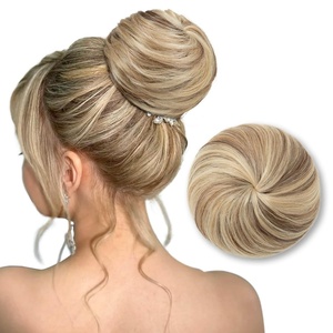 image:imageSARLA Dark Brown Hair Buns Extension Drawstring Updo Donut Chignon Straight Synthetic Fake Ballet Bun for Women Lady 1 PcsSand