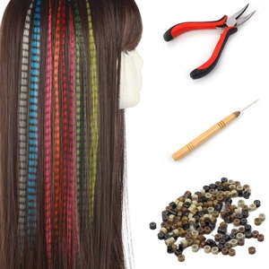image:imageSARLA Feather Hair Extensions Kit Synthetic 16 Inch 100 Pcs Itip Hair Feathers for Women 10 Mixed Colors with Plier Hook Beads Heat Friendly Fiber100 pieces  tools