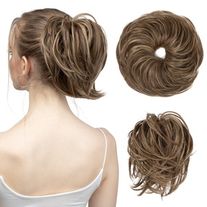 image:imageSARLA Messy Hair Bun Hair Pieces Curly Synthetic Updo Fake Scrunchies Ponytail Extension for Women Dirty Blonde 1PCS1PCBrunette  Ash Blonde
