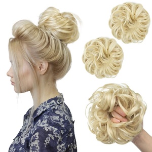 image:imageSARLA Messy Hair Bun Hair Pieces Curly Synthetic Updo Fake Scrunchies Ponytail Extension for Women Dirty Blonde 1PCS2PCSBeach Blonde