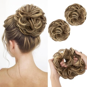 image:imageSARLA Messy Hair Bun Hair Pieces Curly Synthetic Updo Fake Scrunchies Ponytail Extension for Women Dirty Blonde 1PCS2PCSBernstein Multi