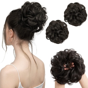 image:imageSARLA Messy Hair Bun Hair Pieces Curly Synthetic Updo Fake Scrunchies Ponytail Extension for Women Dirty Blonde 1PCS2PCSBlack Brown